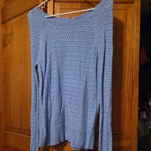 American Eagle Outfitters Light Blue Off-the-Shoulder Sweater
